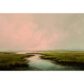 Misty estuary landscape art for calm modern bedroom decor
