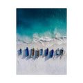 Aerial coastal boats and shoreline photography for modern beach house decor