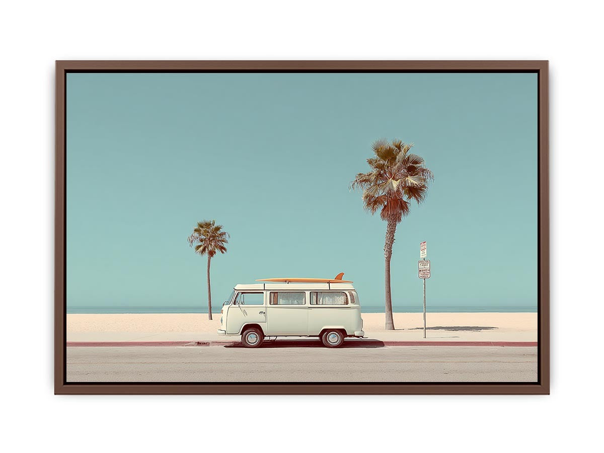 Vintage surf van coastal photography for beach house and living room decor