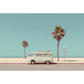Vintage surf van coastal photography for beach house and living room decor