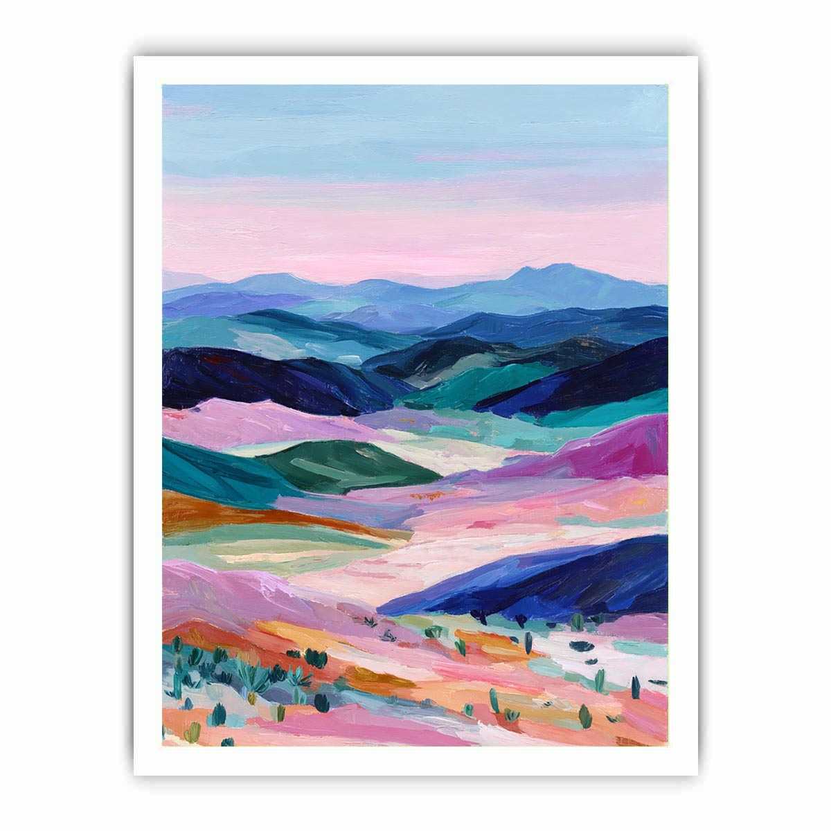Colorful mountain landscape artwork for modern living room wall decor