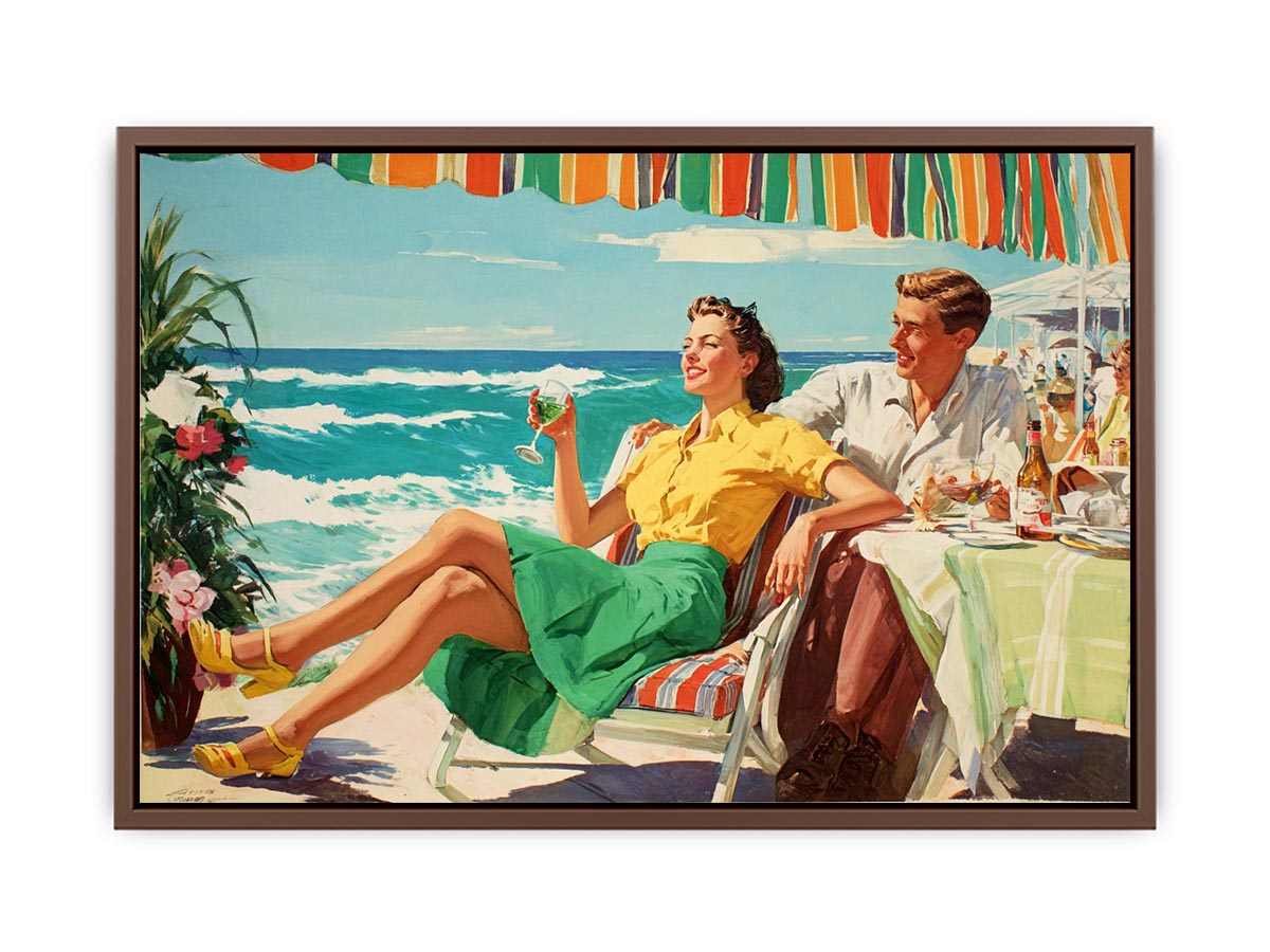 Vintage coastal dining illustration for elegant beach house wall decor