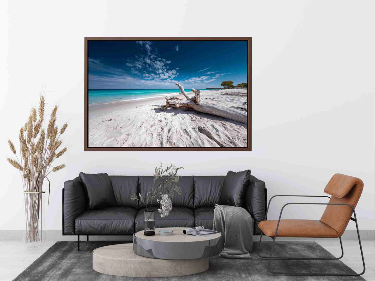 Driftwood Horizon coastal artwork for modern living room decor