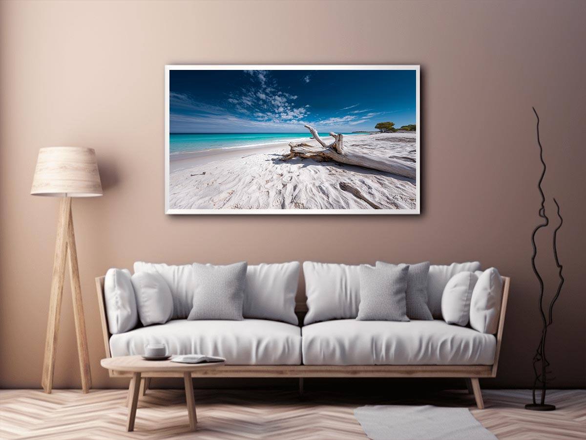 Driftwood Horizon coastal artwork for modern living room decor