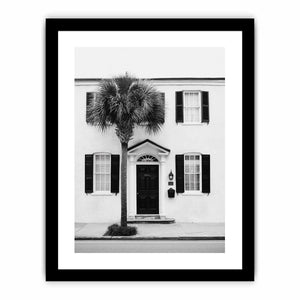 Palm House Noir coastal artwork for modern living room decor