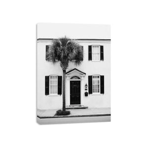 Palm House Noir coastal artwork for modern living room decor