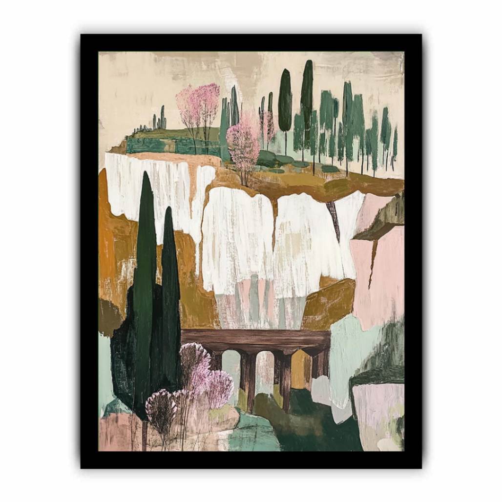 Cliffside Garden Passage premium canvas art for modern living room decor