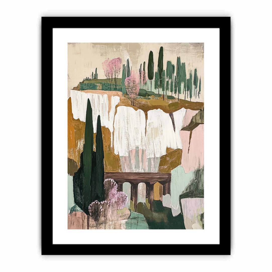 Cliffside Garden Passage premium canvas art for modern living room decor