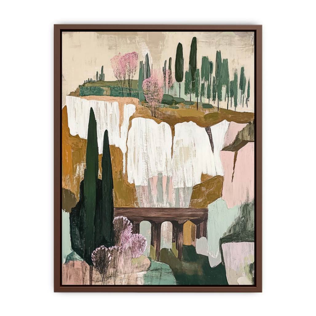 Cliffside Garden Passage premium canvas art for modern living room decor