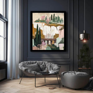 Cliffside Garden Passage premium canvas art for modern living room decor
