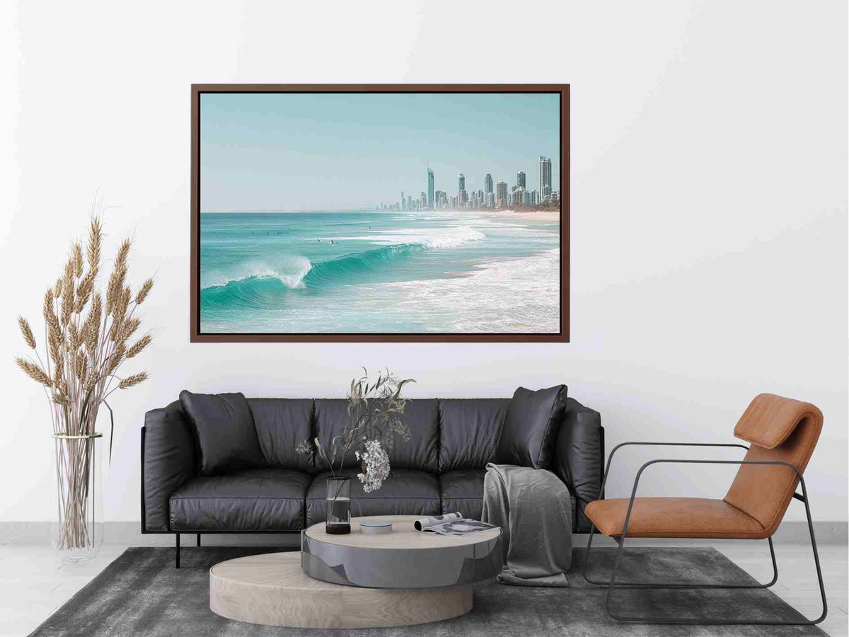 Coastal Skyline coastal artwork for modern living room decor