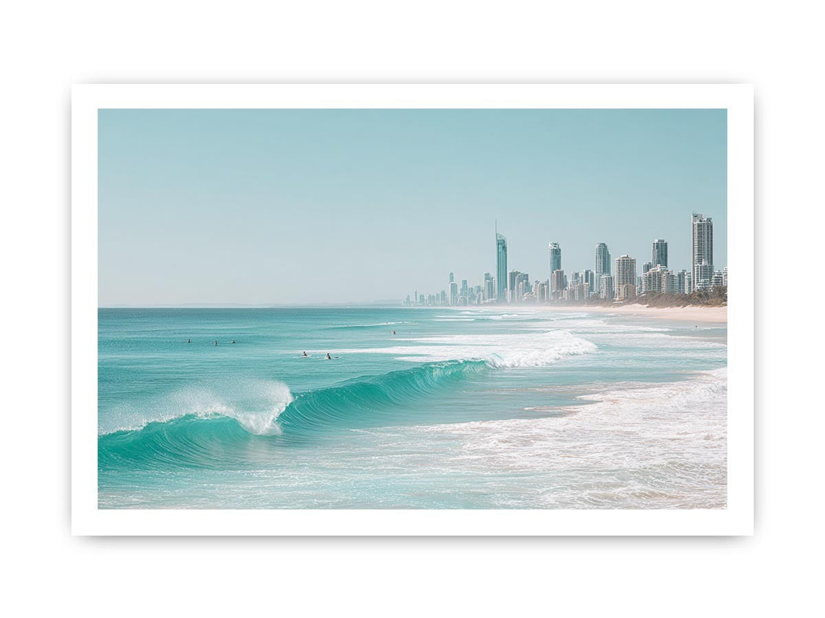 Coastal Skyline coastal artwork for modern living room decor