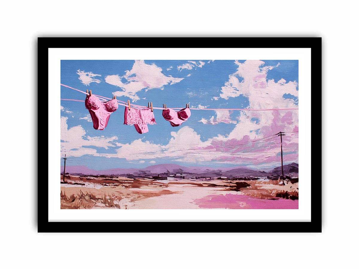 Pink Sky Laundry coastal artwork for modern living room decor