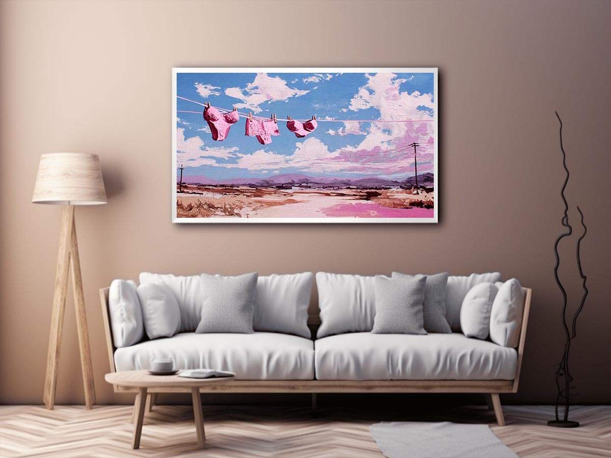 Pink Sky Laundry coastal artwork for modern living room decor