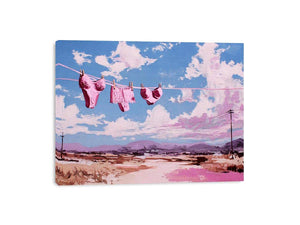 Pink Sky Laundry coastal artwork for modern living room decor