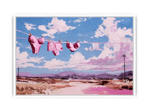 Pink Sky Laundry coastal artwork for modern living room decor