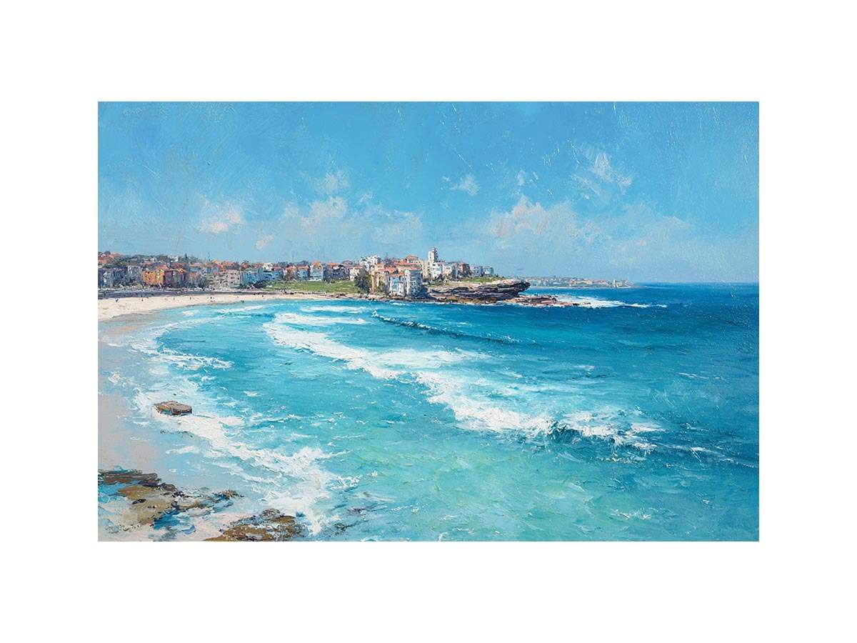 Bondi Blue Escape coastal artwork for modern living room decor