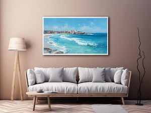 Bondi Blue Escape coastal artwork for modern living room decor
