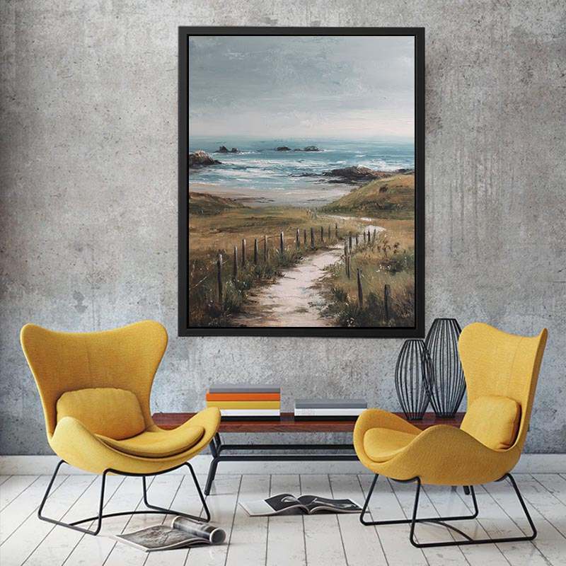 Coastal Path Serenity coastal artwork for modern living room decor