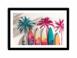 Tropical Surf Dreams coastal artwork for modern living room decor