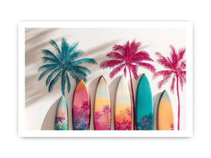 Tropical Surf Dreams coastal artwork for modern living room decor