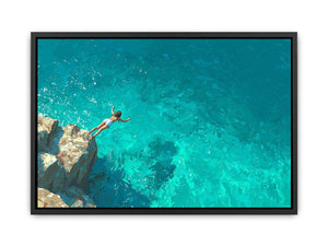 Turquoise Leap coastal artwork for modern living room decor