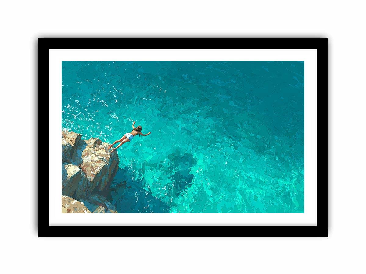 Turquoise Leap coastal artwork for modern living room decor
