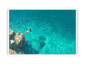 Turquoise Leap coastal artwork for modern living room decor