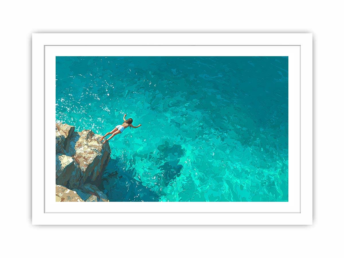 Turquoise Leap coastal artwork for modern living room decor