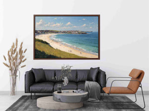 Golden Coast Panorama coastal artwork for modern living room decor