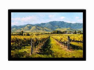 Vineyard and mountains artwork for elegant living room decor