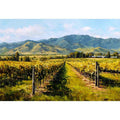 Vineyard and mountains artwork for elegant living room decor
