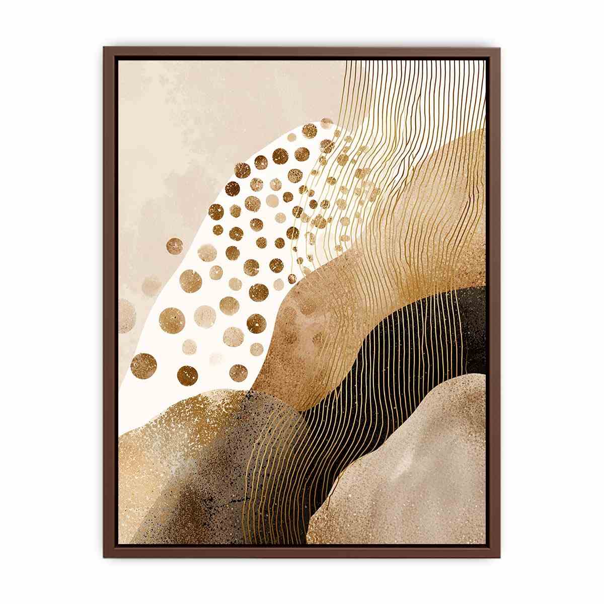 Gold and black abstract canvas art with flowing lines for luxury modern interiors.