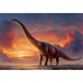 Dinosaur sunset canvas art with dramatic sky for kids room or office decor.
