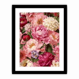 Pink peony floral canvas art for elegant bedroom and living room decor.