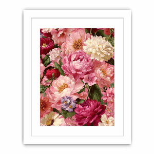 Pink peony floral canvas art for elegant bedroom and living room decor.