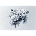 Elegant floral line art sketch with flowers and buds for calm bedroom decor.
