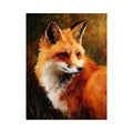Vertical fox portrait wildlife canvas art for earthy modern hallway decor.