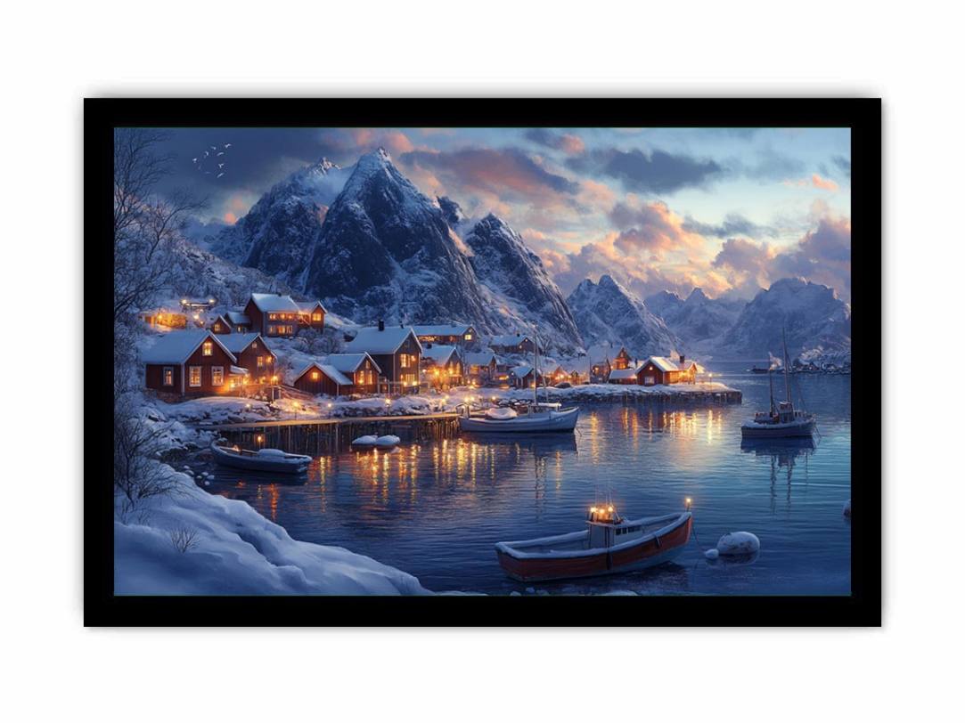 Nordic Harbor Lights artwork for modern living room decor