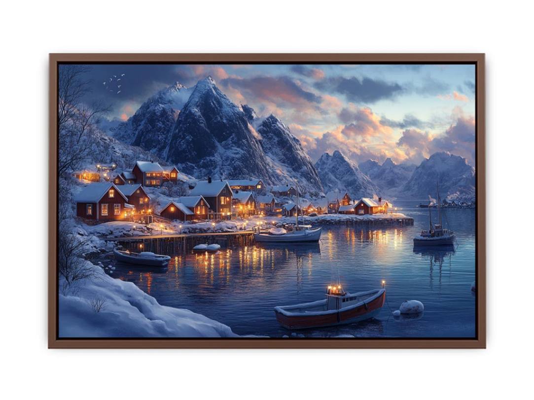 Nordic Harbor Lights artwork for modern living room decor