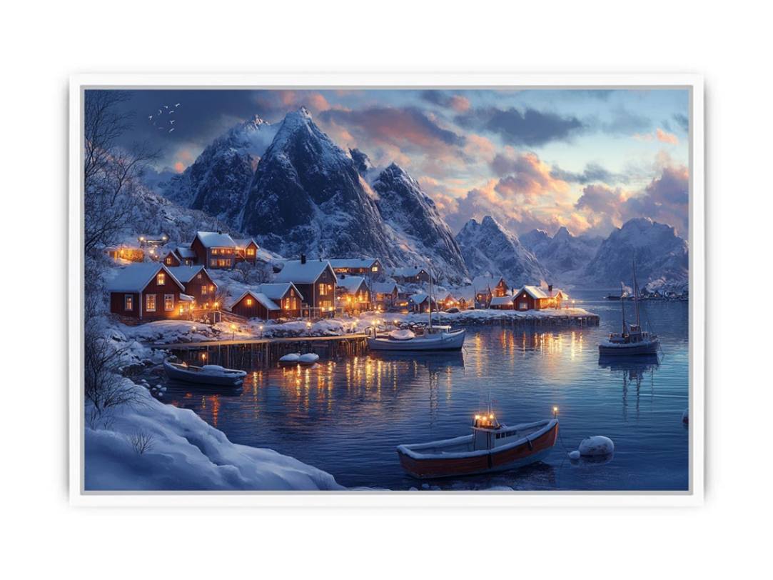 Nordic Harbor Lights artwork for modern living room decor