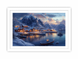 Nordic Harbor Lights artwork for modern living room decor
