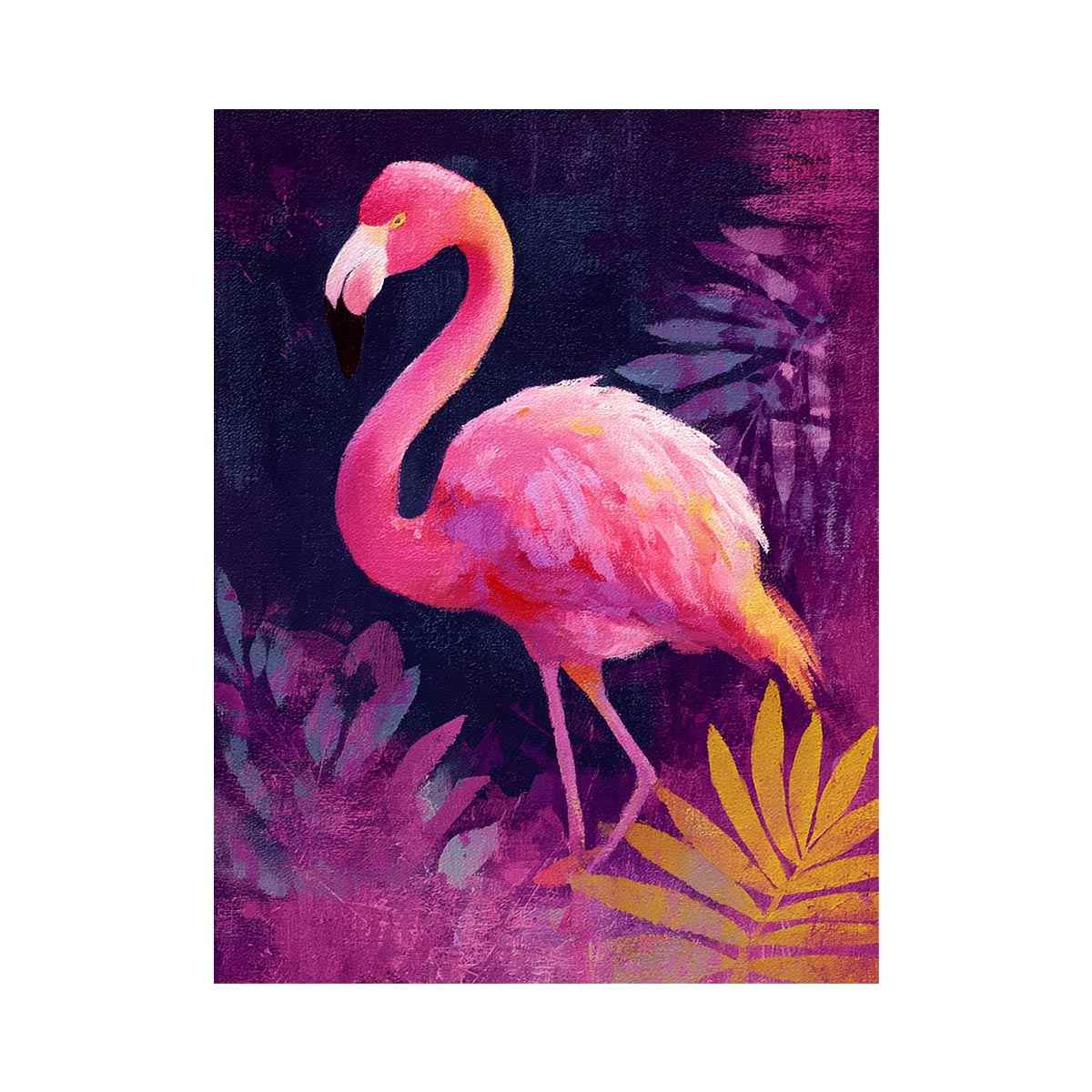 Pink flamingo artwork with tropical botanical style for elegant bedroom or living room decor