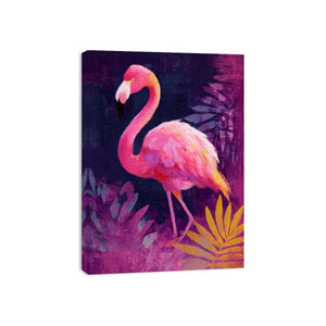 Pink flamingo artwork with tropical botanical style for elegant bedroom or living room decor