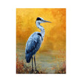 Elegant heron artwork with golden background for serene modern living room decor