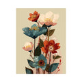 Modern floral botanical artwork with elegant blossoms for contemporary living room decor
