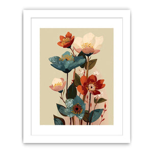 Modern floral botanical artwork with elegant blossoms for contemporary living room decor