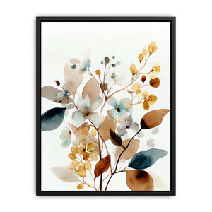 Neutral watercolor floral botanical canvas art for modern living room decor