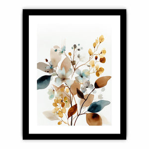 Neutral watercolor floral botanical canvas art for modern living room decor