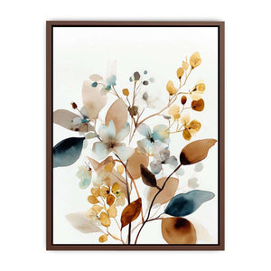 Neutral watercolor floral botanical canvas art for modern living room decor
